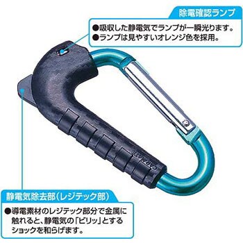 NZ988 静電気除去キーホルダー レジテックカラビナ カーボン 1個