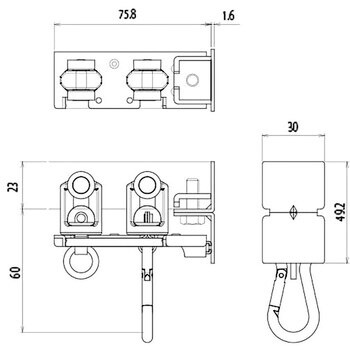 S-3CMK レクト30用 片開きスナップ式マグネットランナー(S-3タイプ