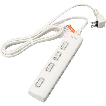 スイッチ付タップ 電源タップ 難燃性ABS樹脂 L型プラグ スイッチ付き 個別LEDスイッチランプ 横挿し ELPA