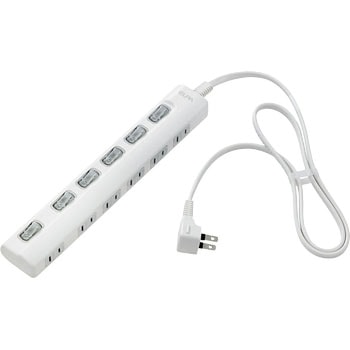 スイッチ付タップ 電源タップ 難燃性ABS樹脂 L型プラグ スイッチ付き 個別LEDスイッチランプ 横挿し ELPA