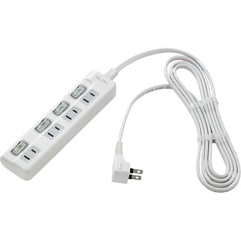 スイッチ付タップ 電源タップ 難燃性ABS樹脂 L型プラグ スイッチ付き 個別LEDスイッチランプ 上挿し ELPA