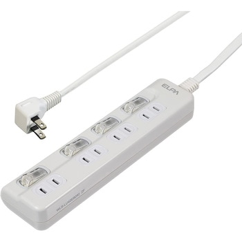 スイッチ付タップ 電源タップ 難燃性ABS樹脂 L型プラグ スイッチ付き 個別LEDスイッチランプ 上挿し ELPA