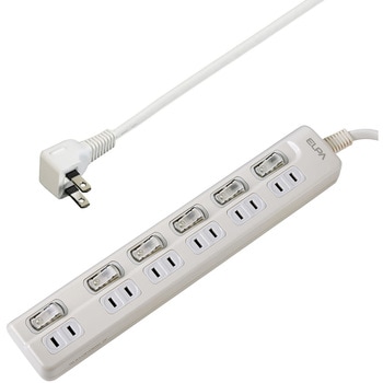 スイッチ付タップ 電源タップ 難燃性ABS樹脂 L型プラグ スイッチ付き 個別LEDスイッチランプ 上挿し ELPA