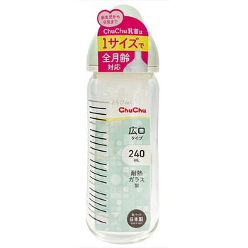 ChuChu マルチフィット広口タイプ 耐熱ガラス製ほ乳びん ジェクス