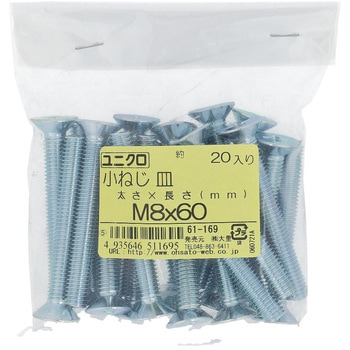 (+)皿頭小ねじ (鉄/ユニクロめっき)(小袋) OHSATO(大里)