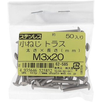 (+)トラス頭小ねじ (ステンレス)(小袋) 大里