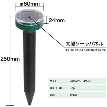 ソーラー式 もぐら撃退機 動物撃退機 超音波 低周波 4本セット AFF WARE