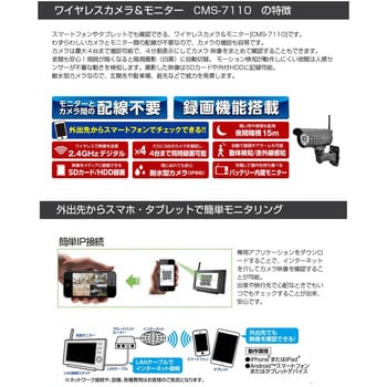 CMS-7110 ワイヤレスカメラモニターセット 防犯 ホーム