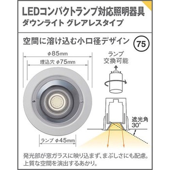 天井埋込型 LEDダウンライト グレアレス LEDコンパクトランプ交換型 本体 - Panasonic(パナソニック)