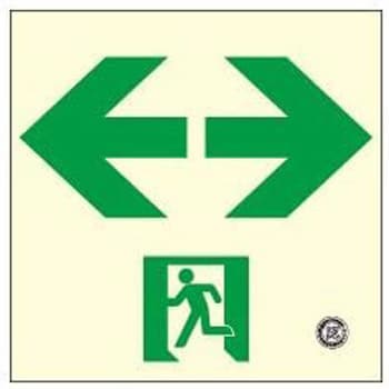 高輝度 通路誘導標識 壁用←→【標識区分：C200級】 150×150mm厚み1.4mm 仙台銘板