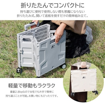 4輪折りたたみキャリーカート ふた・ストッパー付き 45L 25kg SIS