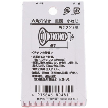 皿六角穴小ねじ (純チタン2種)(パック品) 大里