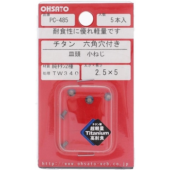 皿六角穴小ねじ (純チタン2種)(パック品) 大里