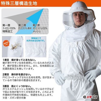 蜂防護服 ラプター4 手袋(V-4)セット 丸和ケミカル