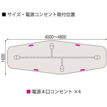 セントラ 異形テーブル配線ありW4800 ×D1600<配送時組立サービス付> イトーキ