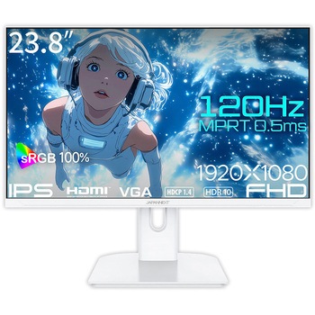 ゲーミング液晶ディスプレイ 23.8型/1920×1080/HDMI×1、VGA×1/ホワイト/スピーカー有/2年保証 JAPANNEXT