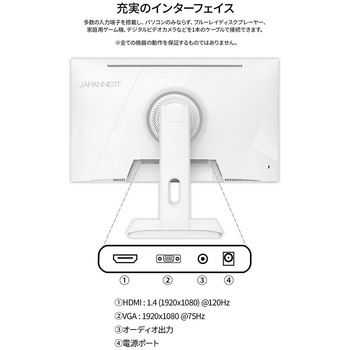 ゲーミング液晶ディスプレイ 23.8型/1920×1080/HDMI×1、VGA×1/ホワイト/スピーカー有/2年保証 JAPANNEXT