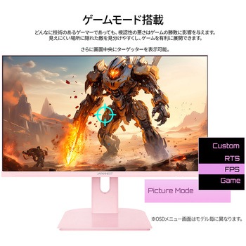 ゲーミング液晶ディスプレイ 23.8型/1920×1080/HDMI×1、VGA×1/ピンク/スピーカー有/2年保証 JAPANNEXT