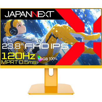 ゲーミング液晶ディスプレイ 23.8型/1920×1080/HDMI×1、VGA×1/イエロー/スピーカー有/2年保証 JAPANNEXT