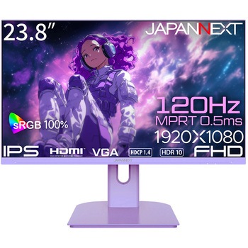 ゲーミング液晶ディスプレイ 23.8型/1920×1080/HDMI×1、VGA×1/パープル/スピーカー有/2年保証 JAPANNEXT