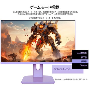 ゲーミング液晶ディスプレイ 23.8型/1920×1080/HDMI×1、VGA×1/パープル/スピーカー有/2年保証 JAPANNEXT