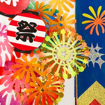 お祭り花火プリーツ2連ペナント アルファ[販促]