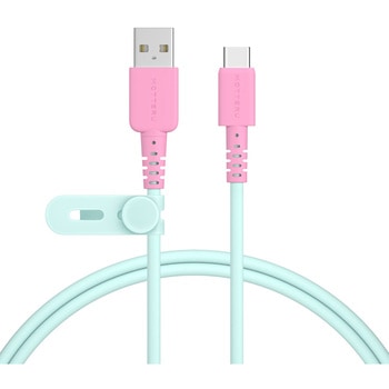 バイカラーケーブル 急速充電 データ転送対応 USB-A to USB-C 1m ミントフラミンゴ MOTTERU