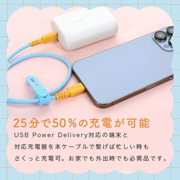 バイカラーケーブル PD60W対応 USB-AC」to USB-C 1m オレンジソーダ MOTTERU