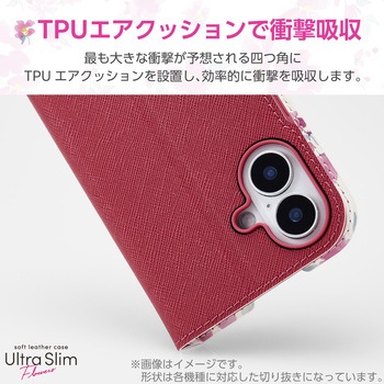 Galaxy A25 5G ケース レザー 手帳型 マグネット フラップ 衝撃吸収 超軽量 薄型 花柄 UltraSlim エレコム