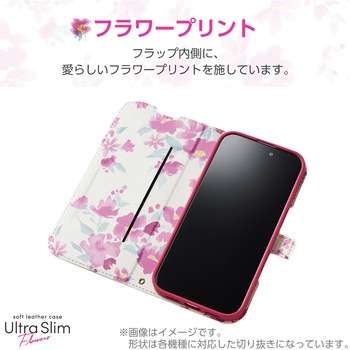 Galaxy A25 5G ケース レザー 手帳型 マグネット フラップ 衝撃吸収 超軽量 薄型 花柄 UltraSlim エレコム