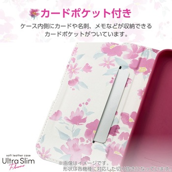 Galaxy A25 5G ケース レザー 手帳型 マグネット フラップ 衝撃吸収 超軽量 薄型 花柄 UltraSlim エレコム