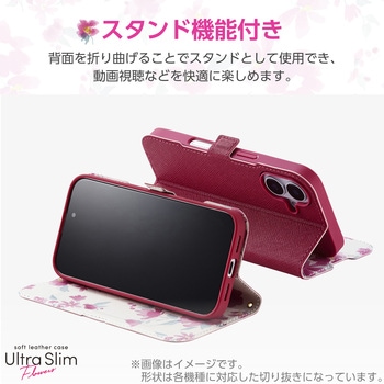 Galaxy A25 5G ケース レザー 手帳型 マグネット フラップ 衝撃吸収 超軽量 薄型 花柄 UltraSlim エレコム
