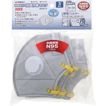 排気弁付き防臭作業マスクN95 3Dタイプ TAKAGI