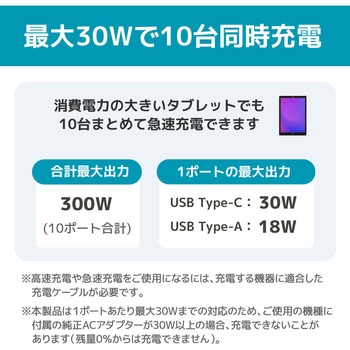 USB充電ステーション 10ポート300W ラトックシステム