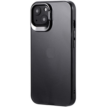 (簡易包装)iPhone 13 スタンド付耐衝撃ハイブリッドケース「SHELL STAND」 フロストブラック MSソリューションズ