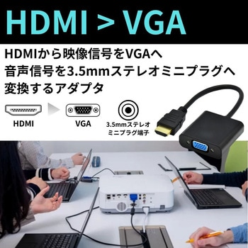 HDMI to VGA 変換アダプタ ステレオミニジャック搭載 ZATTA
