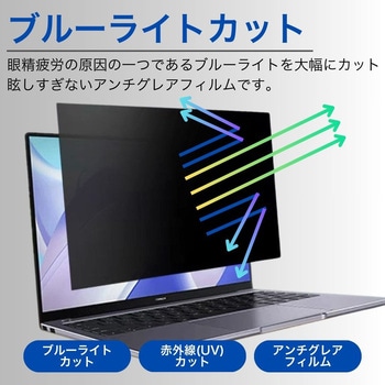 のぞき見防止 液晶保護フィルター プライバシーフィルター ブルーライトカット対応 取り付けキット付属 ZATTA
