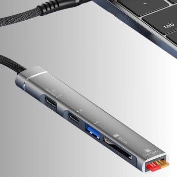 USBハブ 5in1 カードリーダー一体型 スリム USB Type-C ZATTA