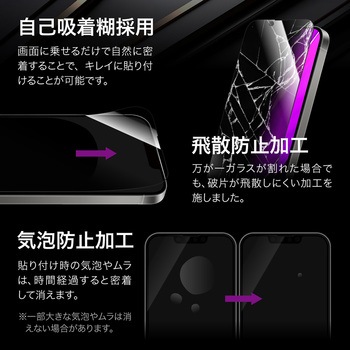 iPhone 16e/iPhone 14/iPhone 13 ガラスフィルム「GLASS PREMIUM FILM」全面保護 覗き見防止360° LEPLUS NEXT