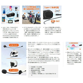 FreedConn(フリードコン) バイク用 インカム KY PRO 最大6人同時通話 音楽共有 互換性 Hi-Fi音質 IP65防塵防水 Siri対応 MAD MAX(マッドマックス)