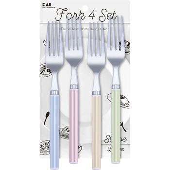 ストライプ柄 フォークL 4P 貝印
