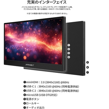液晶ディスプレイ 13.3型/3840×2160/ブラック JAPANNEXT