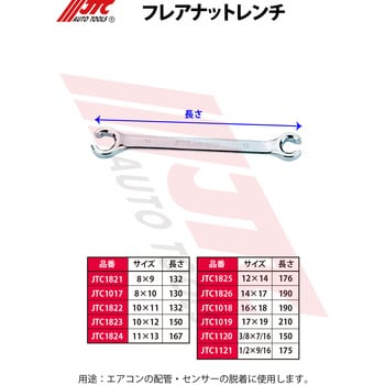 フレアナットレンチ JTC ブレーキパイプ用メガネレンチ(フレアナット