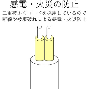 電源タップ 延長コード 2P 個別スイッチ付 雷サージ防止 熱に強い二重構造 スイングプラグ 雷ガード エレコム