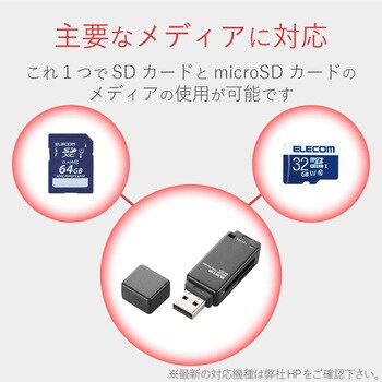 メモリリーダライタ 直挿しタイプ Sd系専用 エレコム 外付メモリカードリーダー 通販モノタロウ Mr K011bk