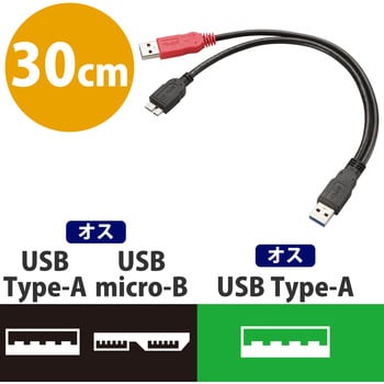 USB3-AAMB5DPBK USBケーブル Y字ケーブル USB3.0 マイクロB