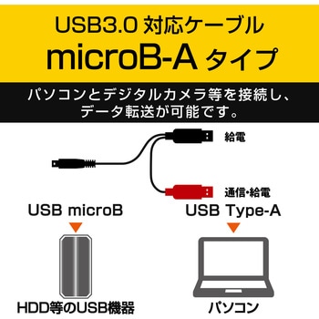 USBケーブル Y字ケーブル USB3.0 マイクロB エレコム