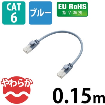 LANケーブル CAT6 ギガビット 爪折れ防止 やわらか スリムコネクタ RoHS ブルー - エレコム