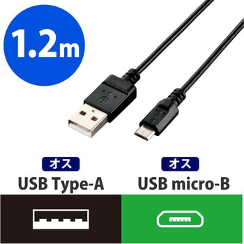 マイクロUSBケーブル microB-A 環境配慮パッケージ製品 RoHS ブラック エレコム