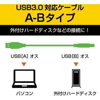 USBケーブル B-A 3.0 3重シールドケーブル RoHS ブラック エレコム